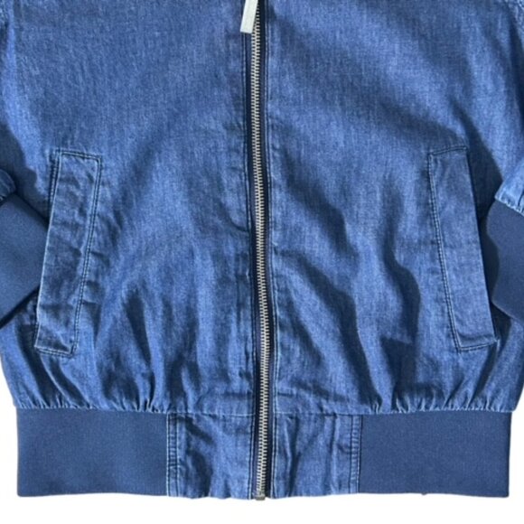 Members Only Girls' (10-12) Blue Denim Soft/Lightweight Cotton Bomber Jacket - Picture 4 of 10